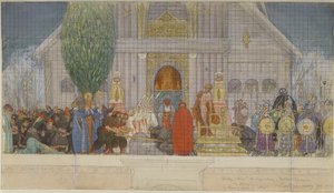 Boceto preparatorio para el Sacrificio de Midwinter de Carl Larsson